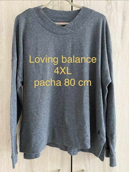 Loving balance 4XL 48 szara damska bluzka długi rękaw yoga Vintage