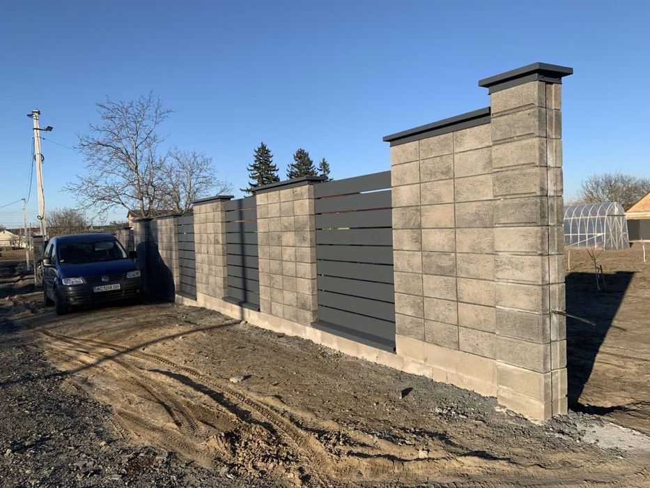 Модульний Блок для паркану, забора Бетонні блоки. Євроблок