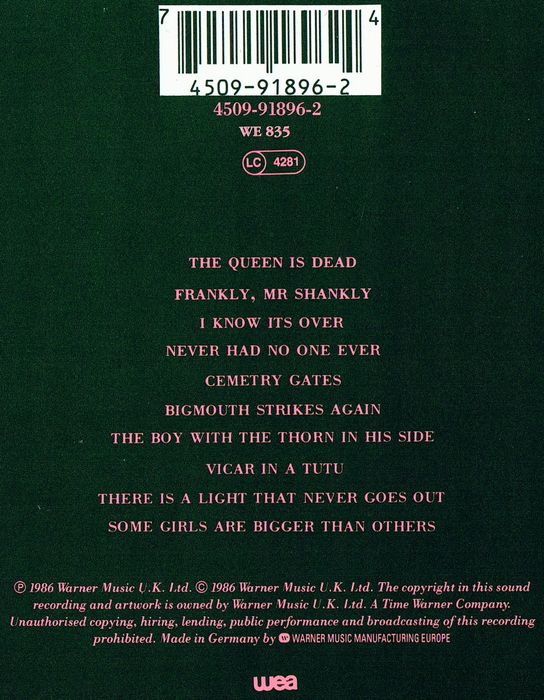 The Smiths THE QUEEN IS DEAD CD 1986 Morrissey meat is murder rank louder than bombs