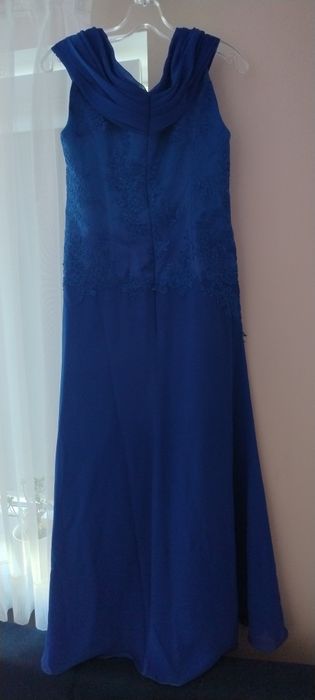 Nowa długa, wizytowa chabrowa suknia L/Xl 40/42