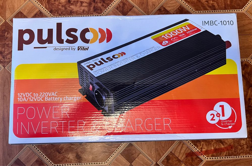 Інвертор 12-220 В + зарядний пристрій Pulso 1000/2000w не чистий синус