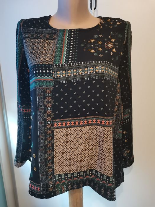 Bluzka damska z długim rękawem Cocomore rozm 36, etno wzór