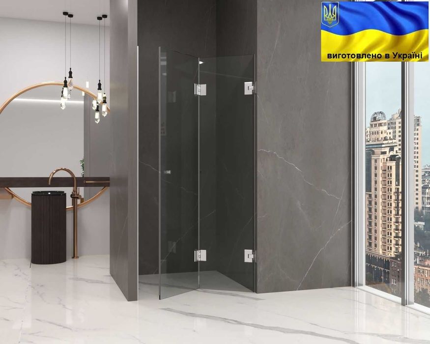 Душевая кабина. Перегородка из стекла. Шторки на ванну из стекла.