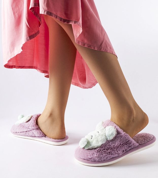 Fioletowo-zielone miękkie kapcie Bee