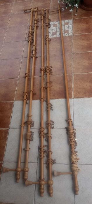 karnisz drewniany 250 cm podwójny, pojedyńczy, dąb