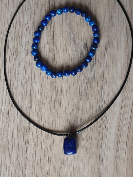 Naszyjnik i bransoletka z lapis lazuli, kamienia naturalnego