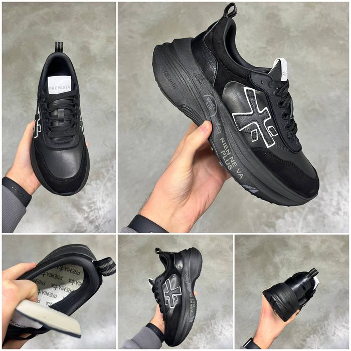 р36-41 Кросівки Premiata Hill Black Beige White Leopard