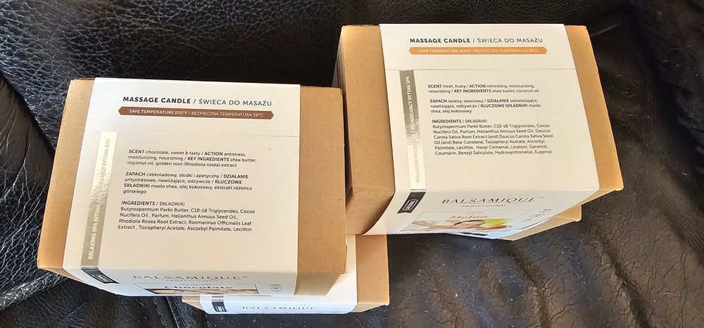 Balsamique Zestaw 4 profesjonalnych świec do masażu czekolada i melon