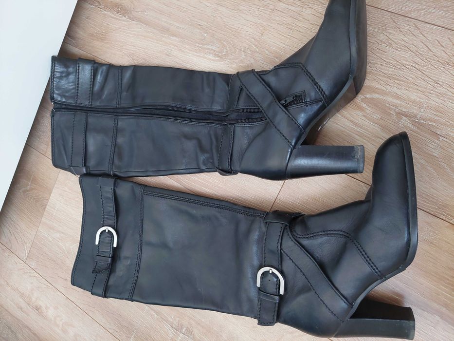 ZARA, kozaki skórzane r.37