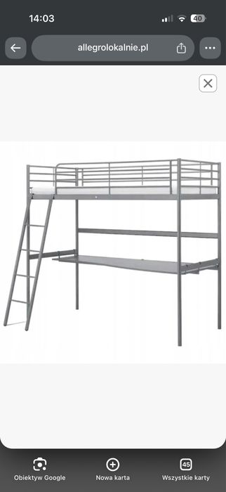Łóżko piętrowe Ikea SVÄRTA z biurkiem