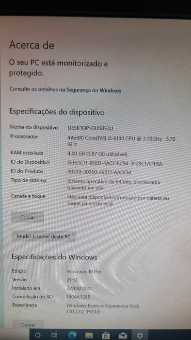 HP 280 G2 • Intel i3‑6100 • 4GB RAM • Windows 10 Pro
