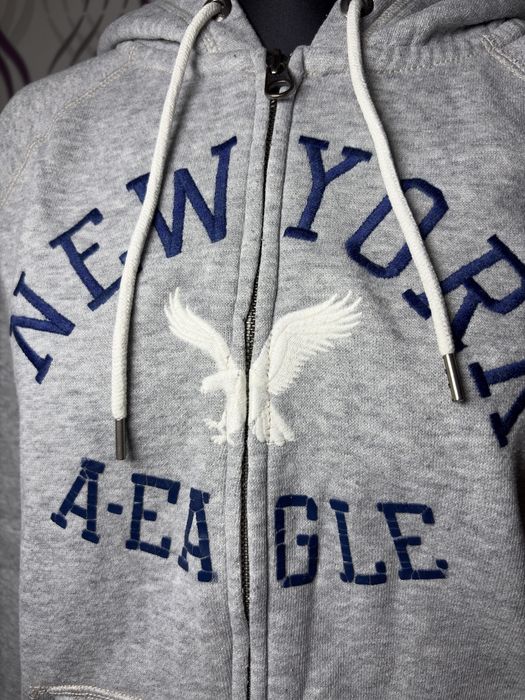 American Eagle bluza damska szara rozpinana z kapturem logo