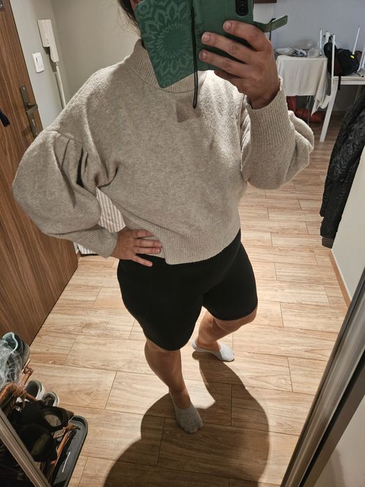 H&m sweterek krótki z bufkami r l