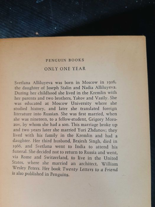 Svetlana Alliluyeva (Stalin's daughter) – Only One Year: A Memoir