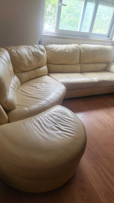Sofa pele creme usado