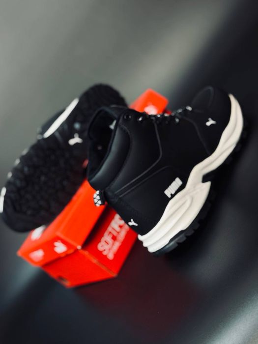 Мужские кожаные ботинки Puma с мехом / кожаные высокие кроссовки пума