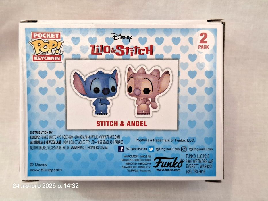 Фигурки брелоки фанко поп Стич и Энджел Ангел  Лило и Стич Lilo Stitch