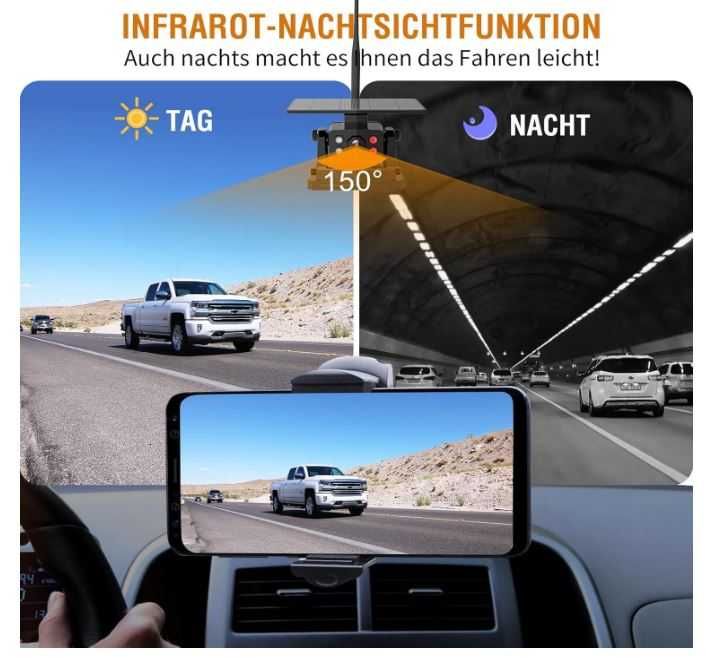 Solarna kamera cofania bezprzewodowa 9600 mAh Wifi