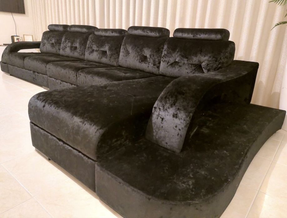 Sofa veludo martelado preto