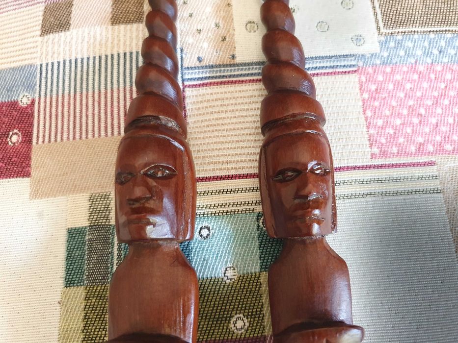 Arte Africana - Colher e Garfo de madeira, 38cm, com cerca de 100 anos