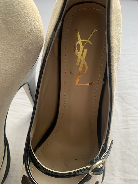Yves Saint Laurent rozm 38 szpilki z kotywem zwierzecym