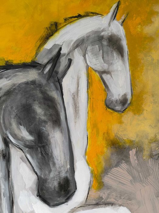 OSTATNIA SZANSA Duży obraz na płótnie koń konie karuzela 140x70 cm oryginał