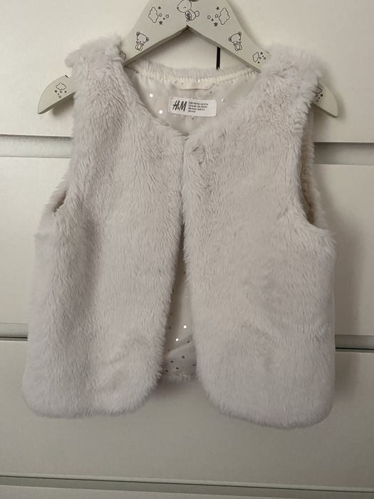 Colete de pêlo branco, menina, 5/6 anos, H&M