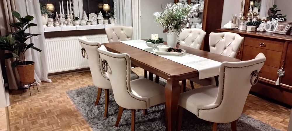 Zestaw mebli do salonu  stół + 6 krzeseł Producent nowy elegancki
