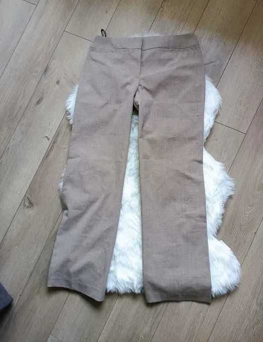beżowe spodnie proste szerokie nogawki M