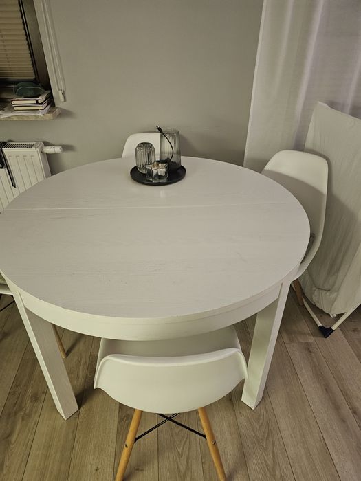 IKEA BJURSTA – stół okrągły rozkładany biały  bardzo dobry stan  Wawa