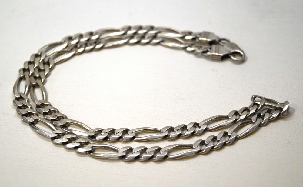 Srebrny łańcuszek FIGARO, próba 925. PRL