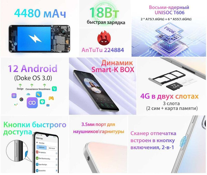 Blackview A85 NFC 8/128gb 50mp cam Android 12 черный синий белый