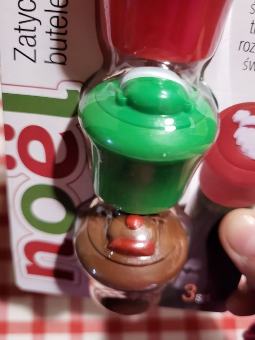 Zatyczki silikonowe do butelek z winem wzór świąteczny