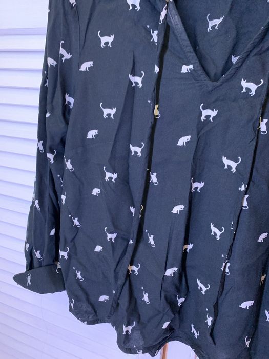 Koszula w kotki czarno biała h&m s długi rękaw