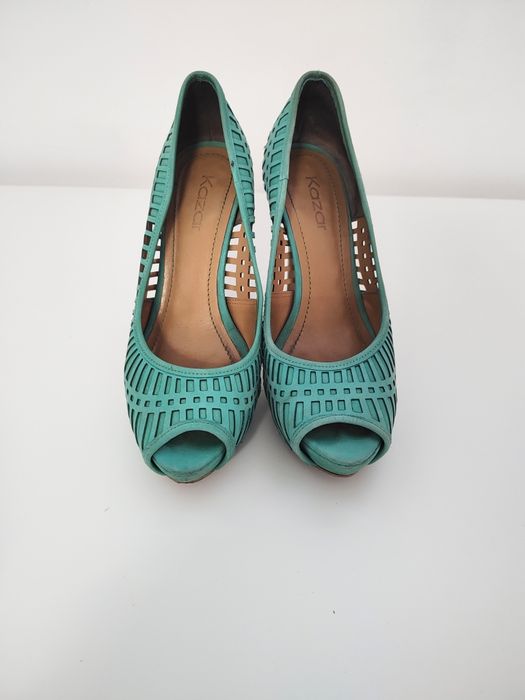 KAZAR turkusowe Szpilki Ażurowe LATO r. 36