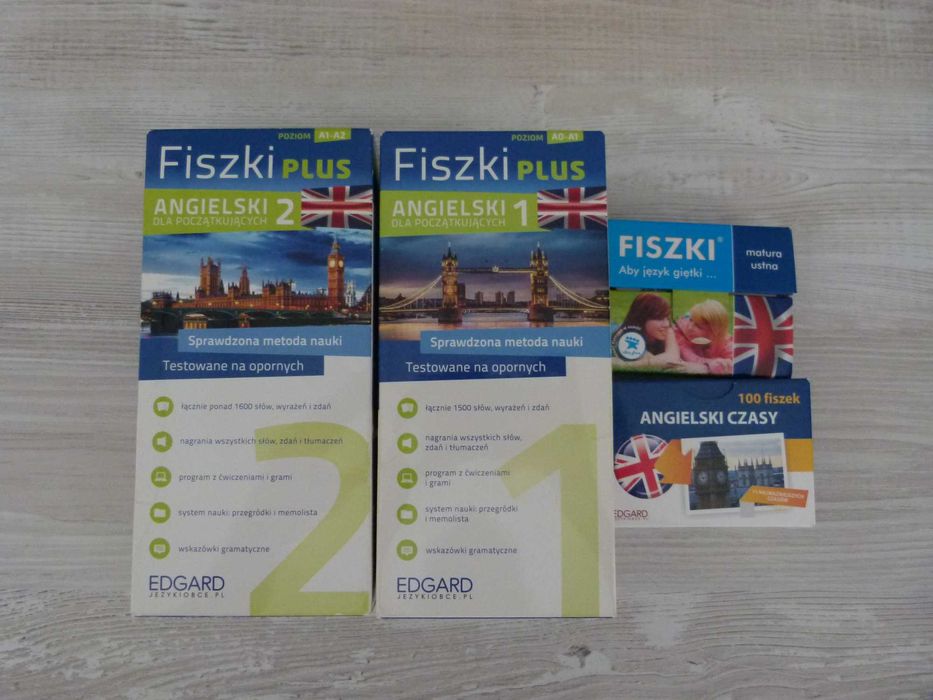 Fiszki do nauki języka angielskiego, EDGARD, dla początkujących, 1 i 2 zestaw + gratis