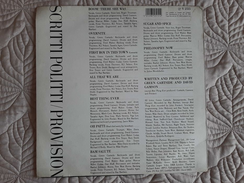 Scritti Politti - Provision - UK - Vinil LP (Misprint)