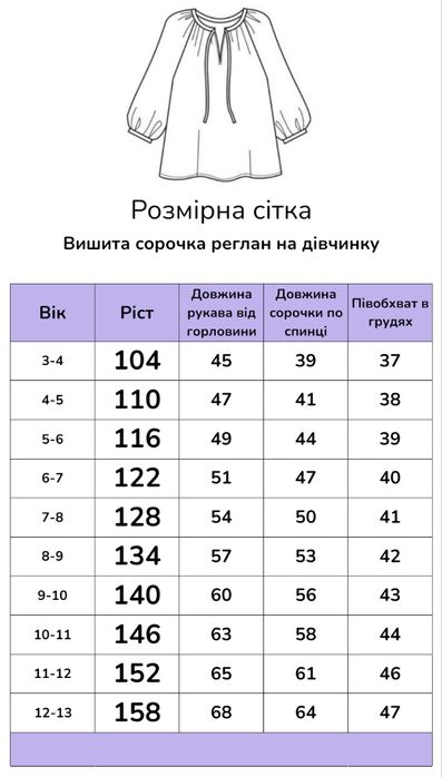 104- 140 см Вишита сорочка на дівчинку вишиванка