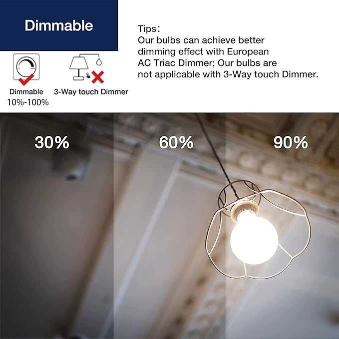 Duża Żarówka 12,5 x 17,5 cm LED G125 Opal E27 7W, 2700K, ściemnialna