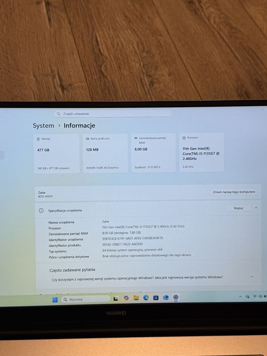 Laptop Huawei D15 i5-1135G7