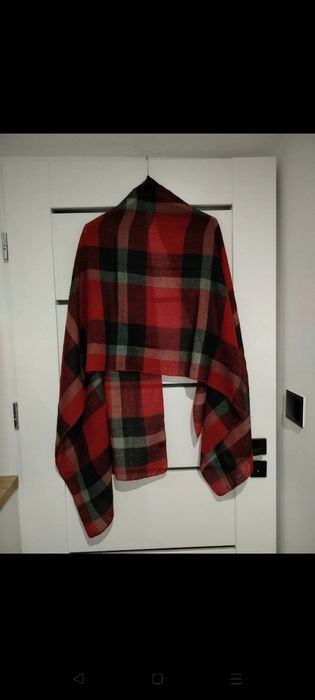 Szal damski narzutka chusta w kratkę rustykalna ciepła pled z wiskozy