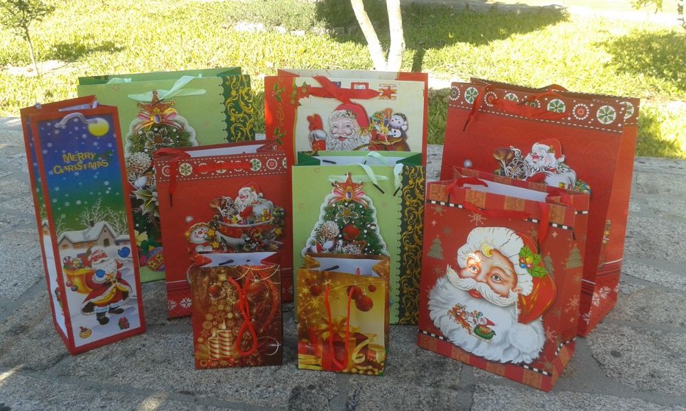 sacas / sacos de prendas Natal duplo cartão plastificado