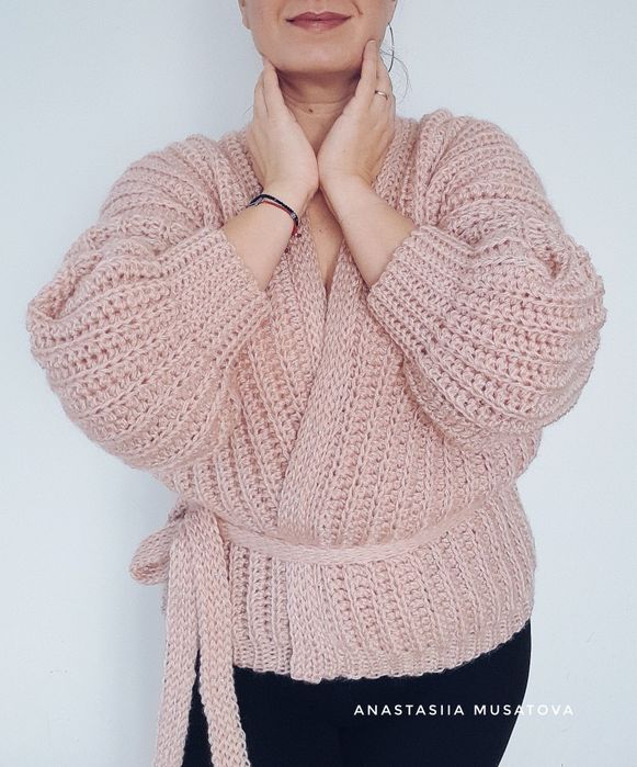 Oversize кардиган кольору пудри