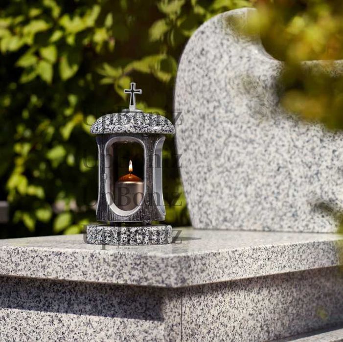 Lampion Granitowy na Pomnik znicz na Grób szary latarnia