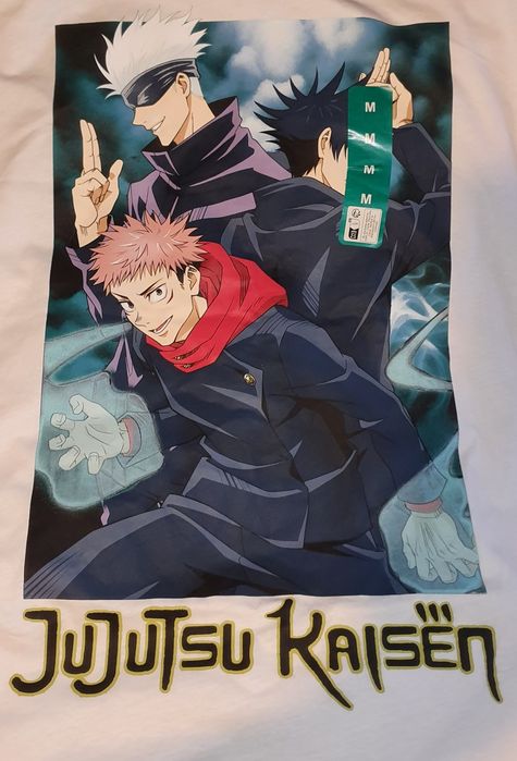NOWA biała koszulka Jujutsu Kaisen Trio, rozm. XL