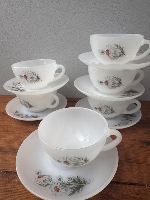 Vintage Conjunto 6 chavenas cafe Malmequer Arcopal