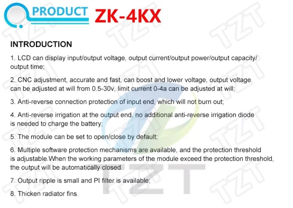 Импульсный регулируемый блок питания ZK-4KX,DC-повышающий/понижающий