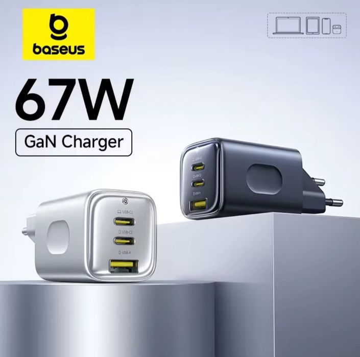 Зарядний пристрій 67W BASEUS PicoGo AE11 GaN PI Chip Блок PD QC Вт