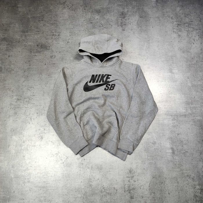 MĘSKA Bluza z Kapturem Hoodie Duże Logo Szara Nike SB Skateboarding