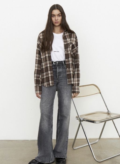 Стильна рубашка в клітинку коричнева, красна